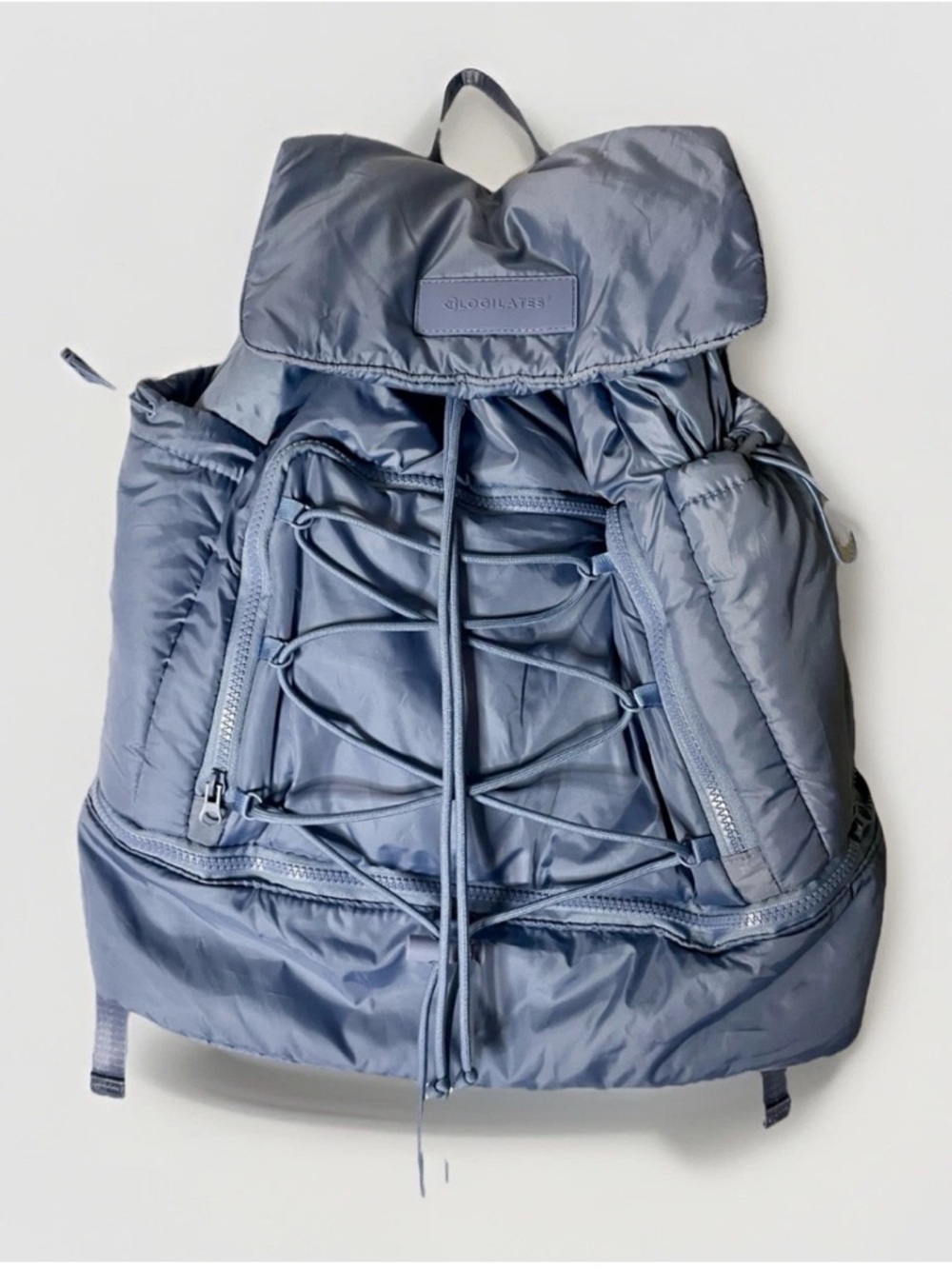 Blogilates Ultimate Athletic Trainer Backpack Blue Puffer Gym Yoga Weekender